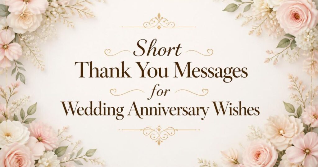 Short Thank You Messages for Wedding Anniversary Wishes