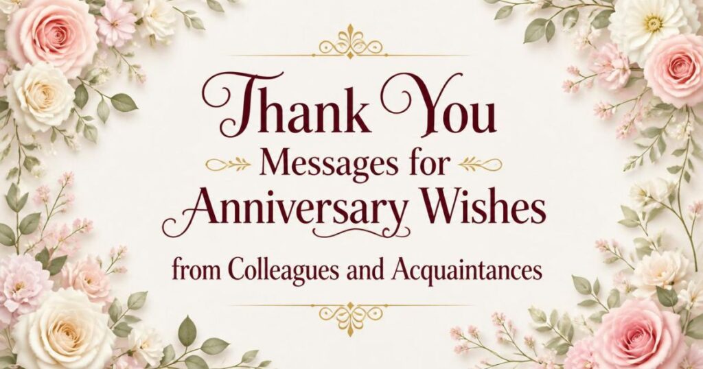 Thank You Messages for Anniversary Wishes from Colleagues and Acquaintances