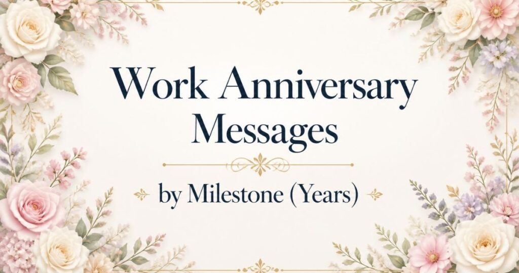 Work Anniversary Messages by Milestone (1, 5, 10, 15, 20+ Years)