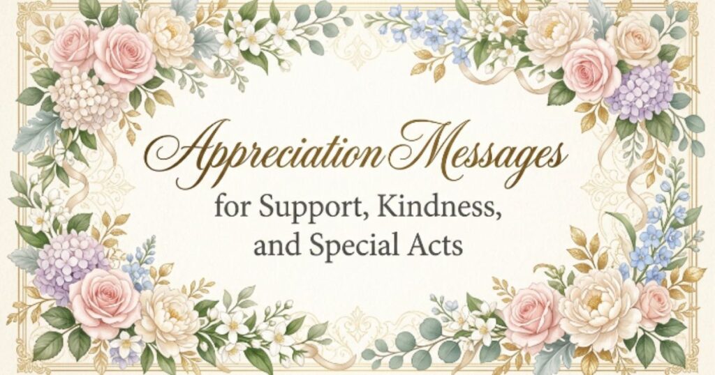 Appreciation Messages for Support, Kindness, and Special Acts